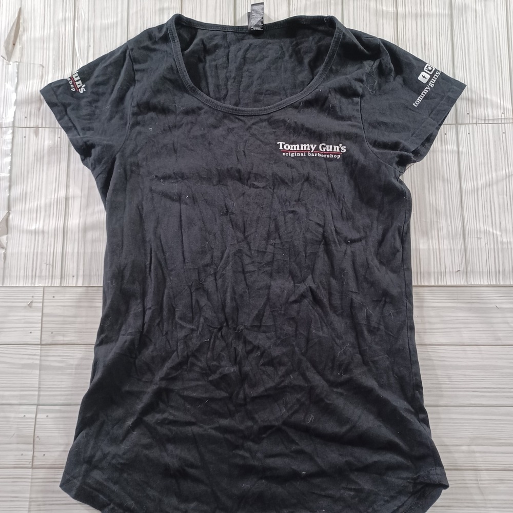 AS Colour Mali Tommy Guns Barbershop T-Shirt Womens XS Black Scoop Neck Tee